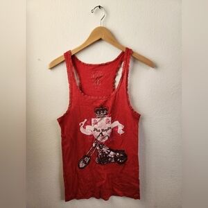 Y2K Victoria's Secret PINK Racerback Tank‎ Pink Royalty Motorcycle Red Large